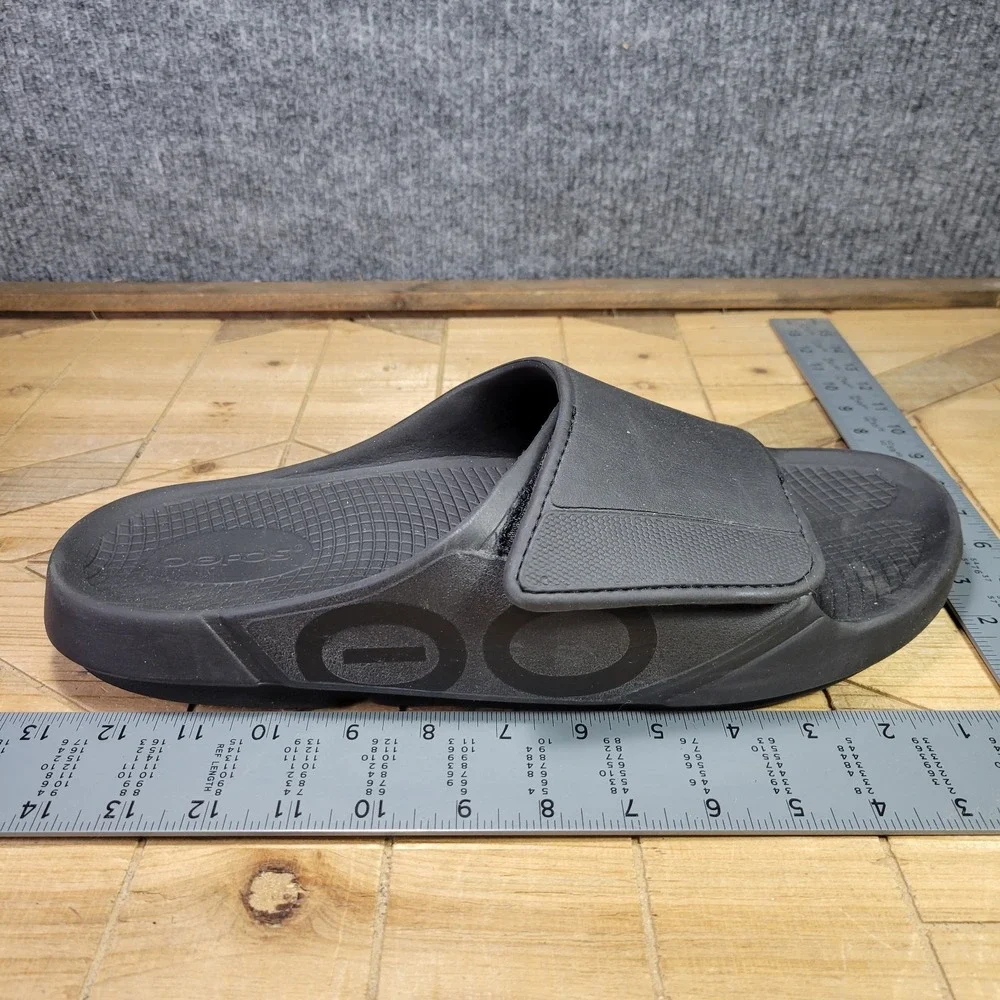 OOFOS OOahh Sport Flex Mens 16 Sandal Matte Black Recovery Slides Comfort Shoes
